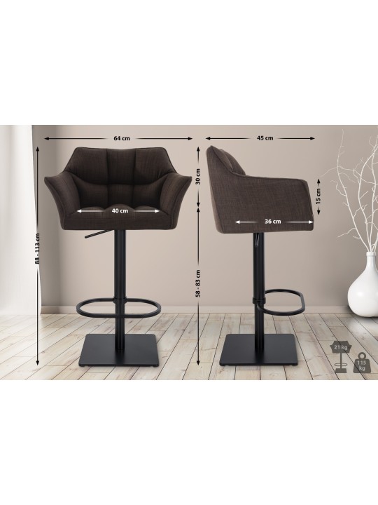 Scaun de bar Damaso B stofa, maro
