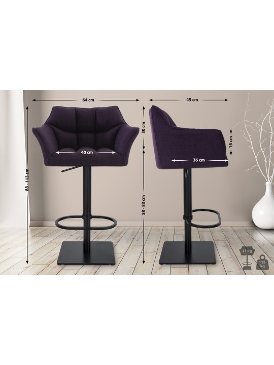 Scaun de bar Damaso B stofa, lila