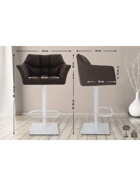 Scaun de bar Damaso W stofa, maro