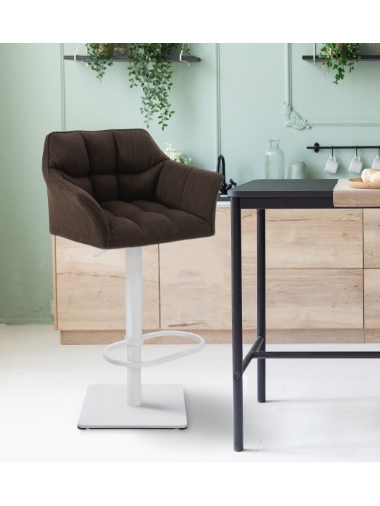 Scaun de bar Damaso W stofa, maro