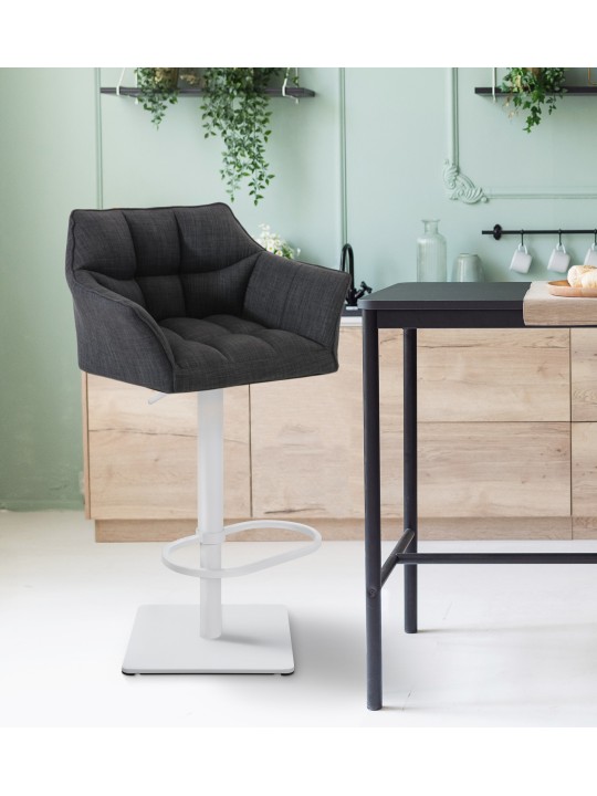 Scaun de bar Damaso W stofa, gri închis