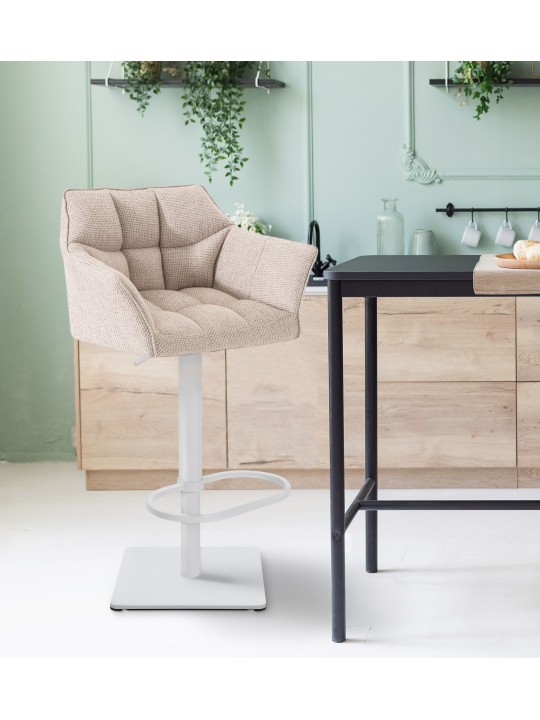 Scaun de bar Damaso W stofa, fildeș