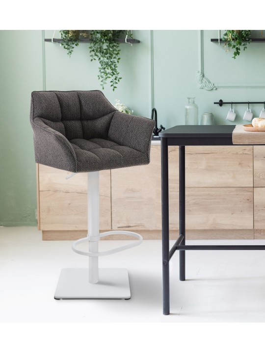 Scaun de bar Damaso W stofa, gri titan