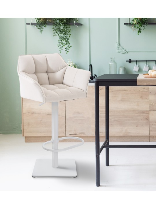 Scaun de bar Damaso W stofa, alb