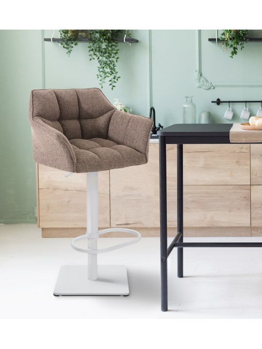 Scaun de bar Damaso W stofa, maro pământiu