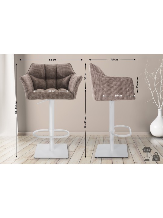 Scaun de bar Damaso W stofa, maro pământiu