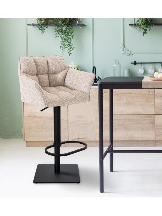 Scaun de bar Damaso B stofa, fildeș