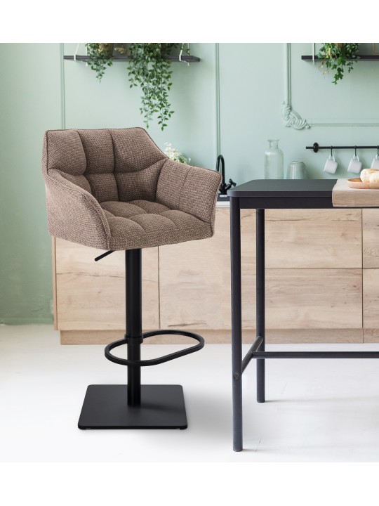 Set 2 taburete de bar stofa Damaso, maro pământiu