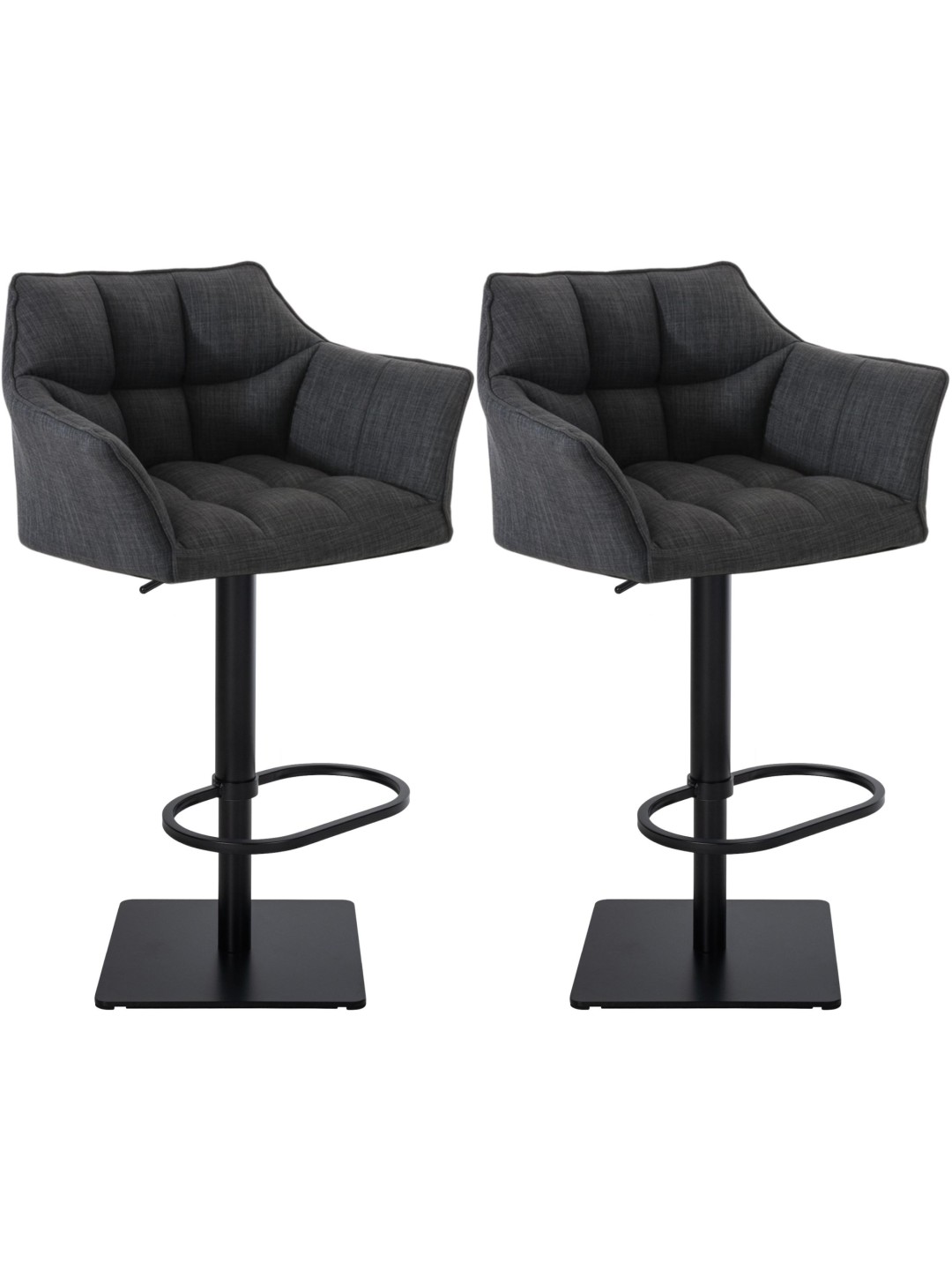 Set 2 taburete de bar stofa Damaso, gri închis