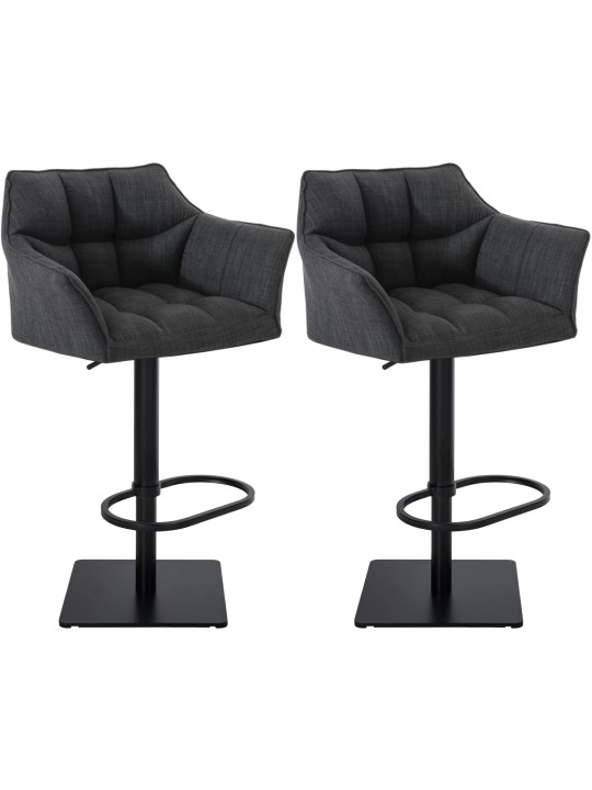Set 2 taburete de bar stofa Damaso, gri închis