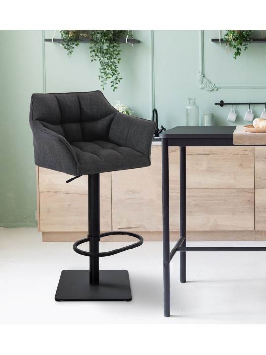 Set 2 taburete de bar stofa Damaso, gri închis