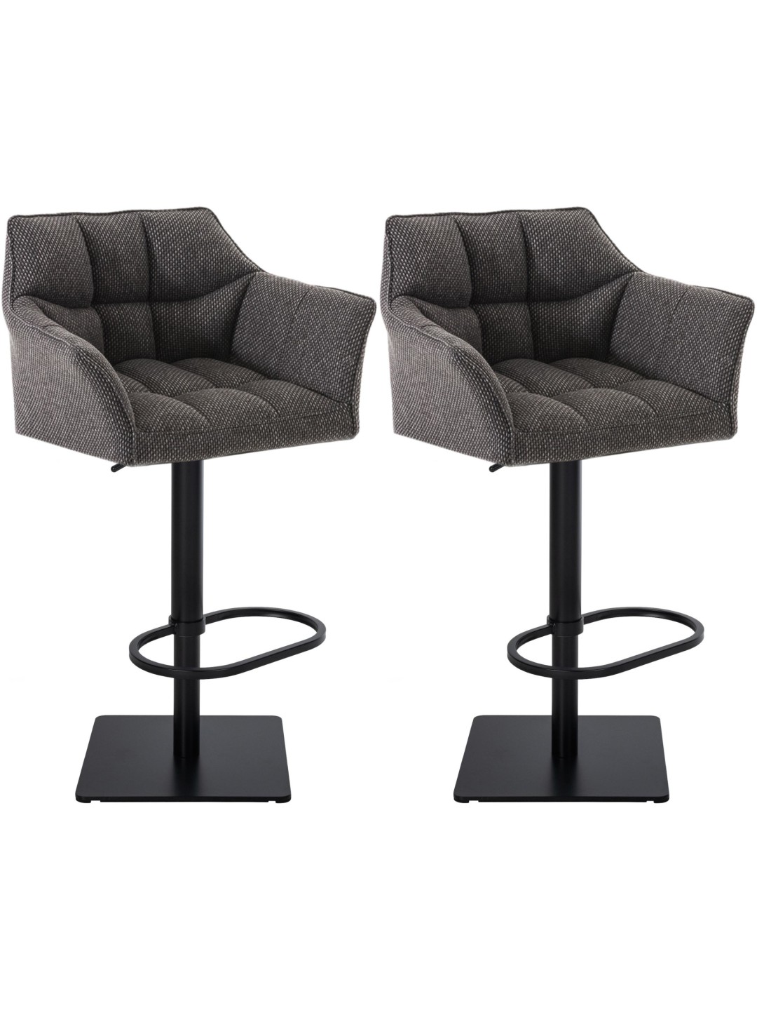 Set 2 taburete de bar stofa Damaso, gri titan