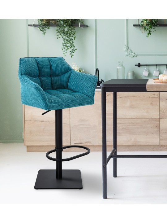 Set 2 taburete de bar stofa Damaso, turcoaz