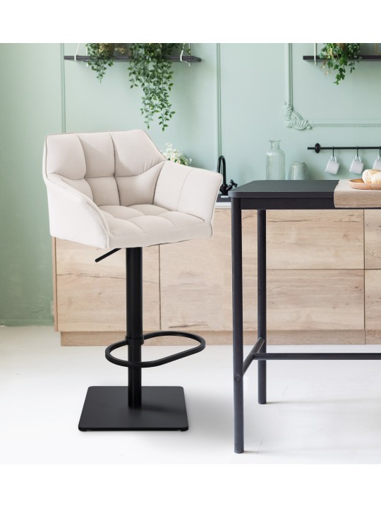 Set 2 taburete de bar stofa Damaso, alb