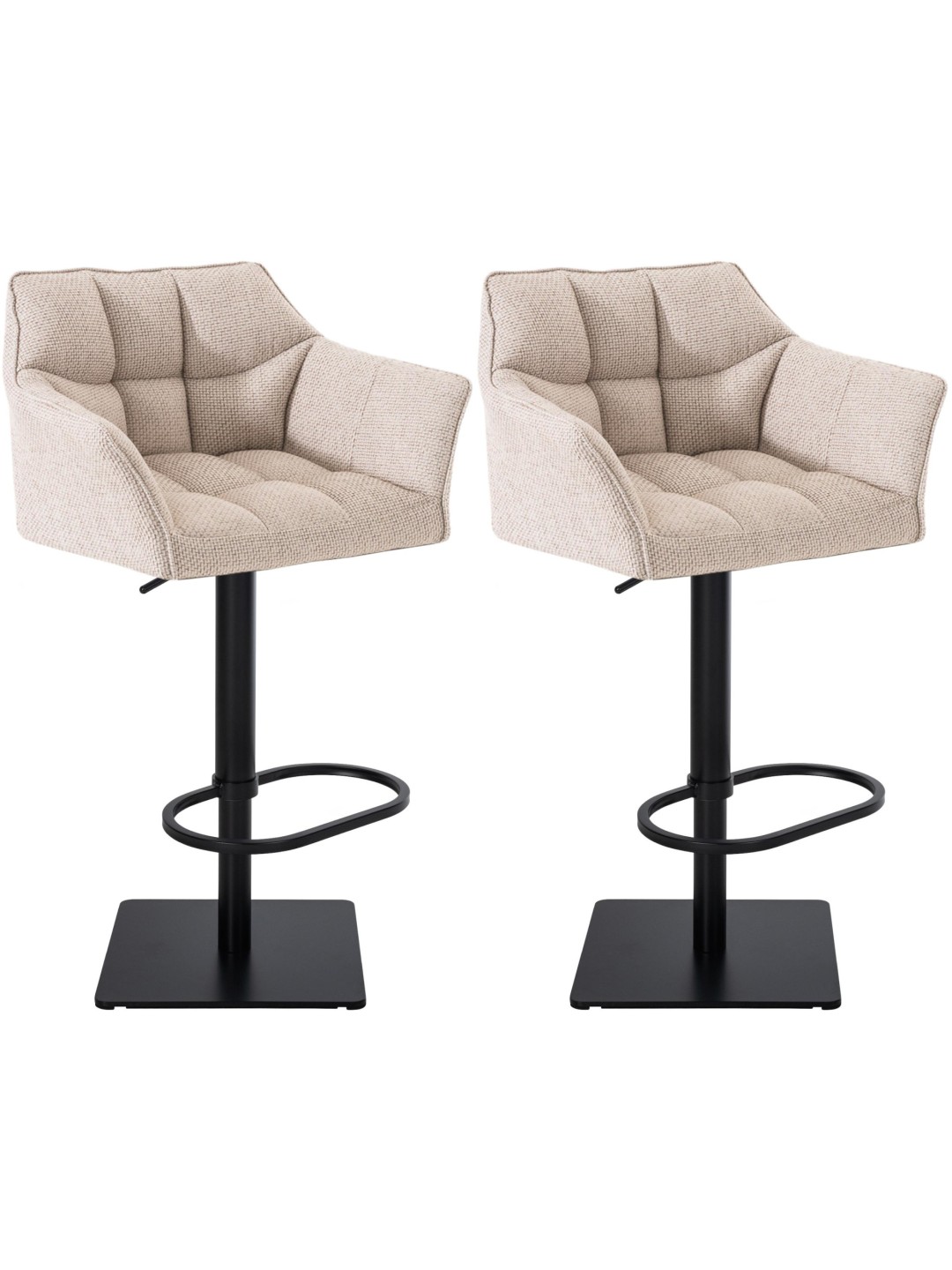 Set 2 taburete de bar stofa Damaso, fildeș