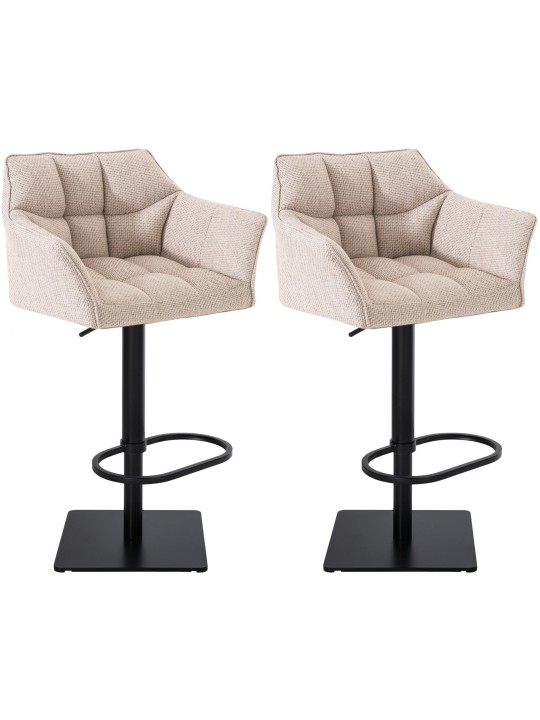 Set 2 taburete de bar stofa Damaso, fildeș