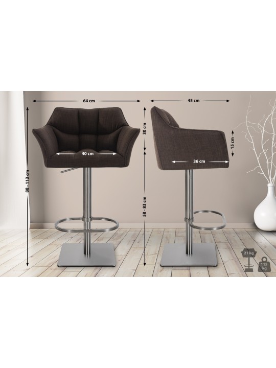 Set 2 taburete de bar tesatura Damaso inox, maro
