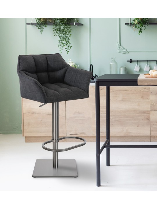Set 2 taburete de bar tesatura Damaso inox, gri închis