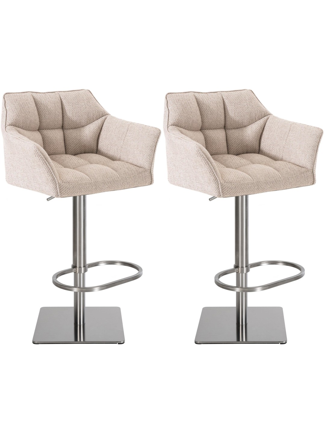 Set 2 taburete de bar tesatura Damaso inox, fildeș