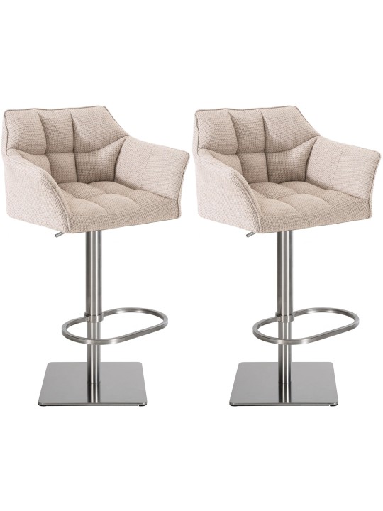 Set 2 taburete de bar tesatura Damaso inox, fildeș