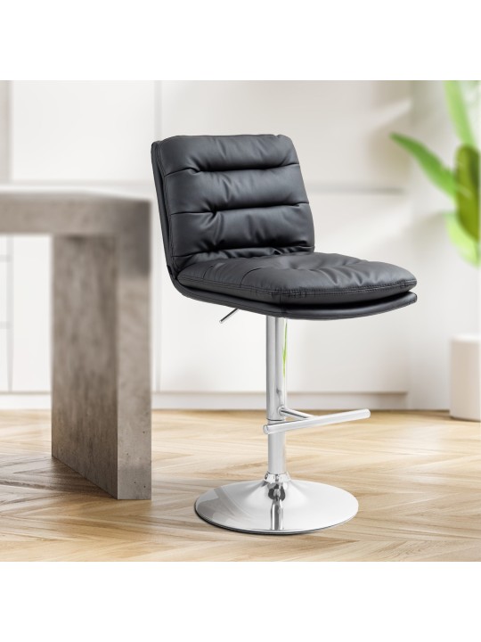 Scaun de bar Damar imitatie piele crom, negru