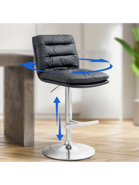 Scaun de bar Damar imitatie piele crom, negru