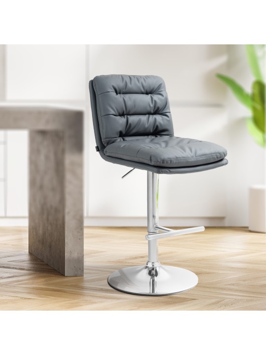 Scaun de bar Damar imitatie piele crom, gri