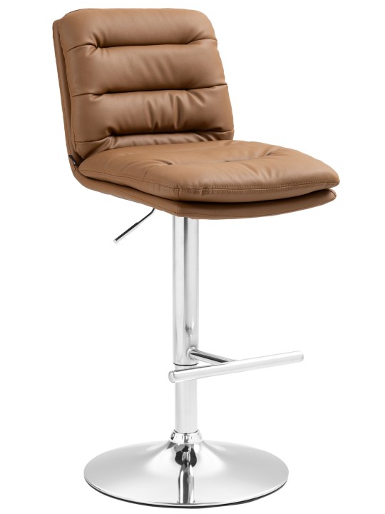 Scaun de bar Damar imitatie piele crom, maro deschis