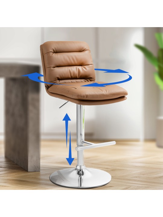 Scaun de bar Damar imitatie piele crom, maro deschis