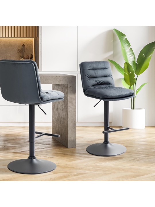 Scaun de bar Damar catifea, gri închis Scaun de bar Damar catifea, gri închis