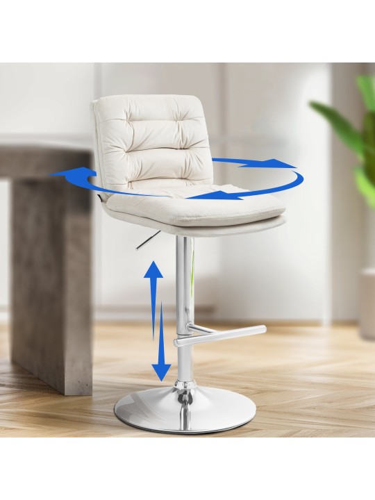 Scaun de bar Damar catifea crom, crem