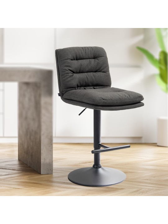 Scaun de bar stofa Damar, gri închis