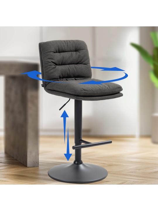 Scaun de bar stofa Damar, gri închis