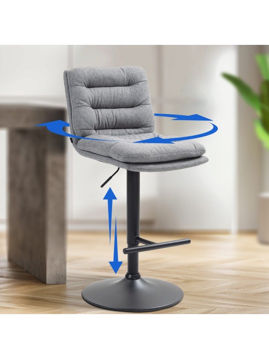 Scaun de bar stofa Damar, gri