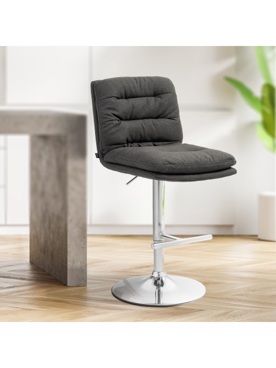 Scaun de bar Damar stofa crom, gri închis