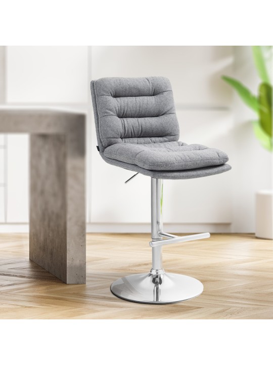 Scaun de bar Damar stofa crom, gri Scaun de bar Damar stofa crom, gri