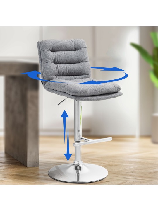 Scaun de bar Damar stofa crom, gri Scaun de bar Damar stofa crom, gri