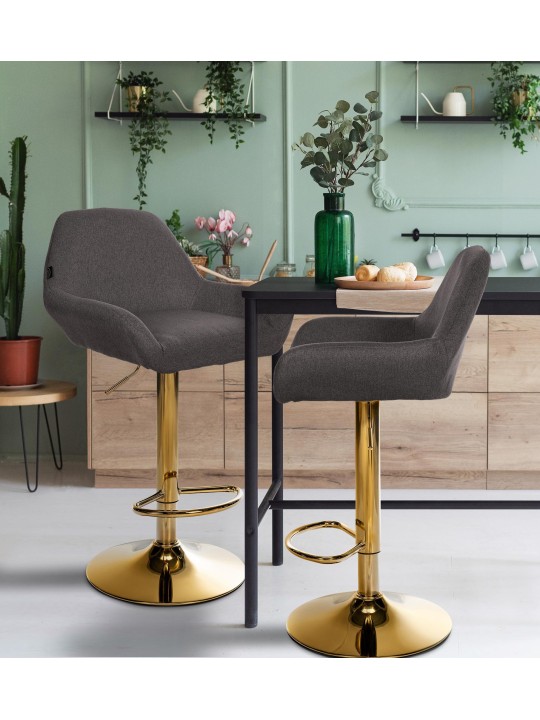 Scaun de bar Braga Gold stofa, gri închis