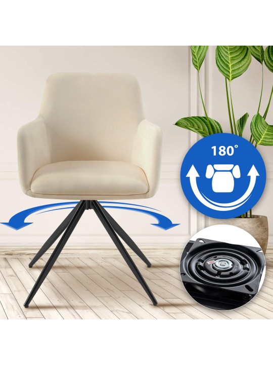 Scaun din catifea Olema, crem