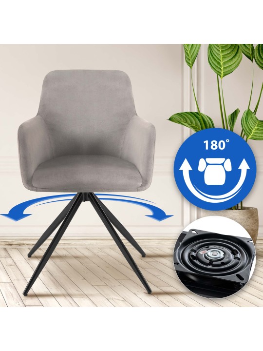 Scaun din catifea Olema, gri