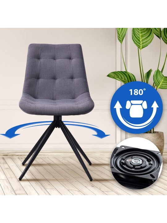 Scaun de sufragerie Merna stofa, gri închis