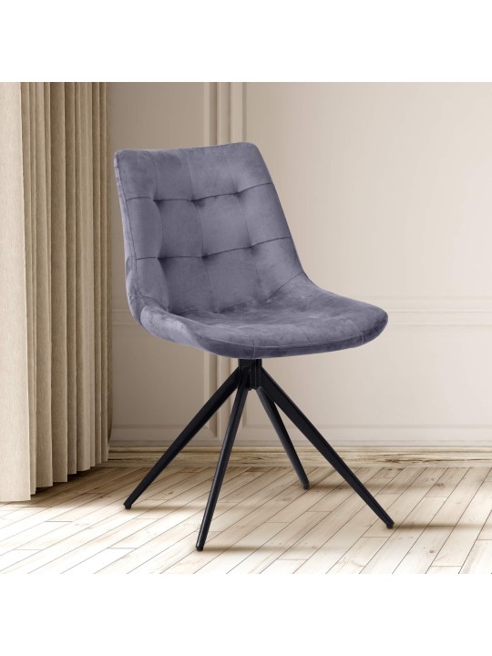 Scaun de sufragerie din catifea Merna, gri închis