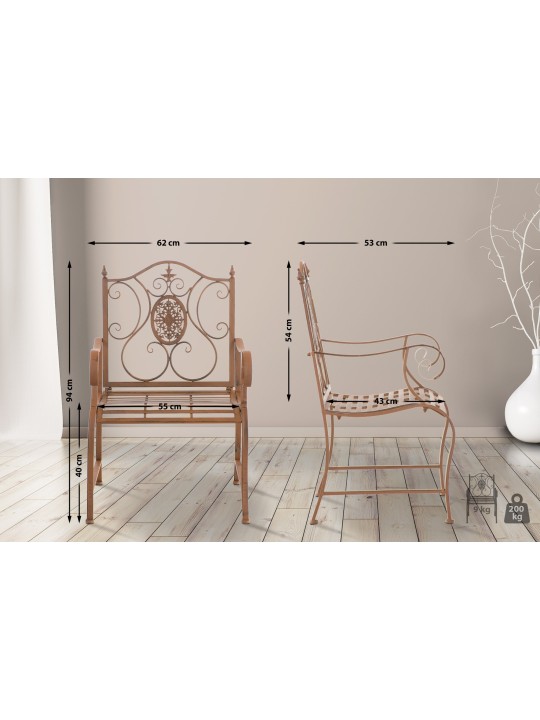 Set 2 scaune de gradina Punjab, maro antic