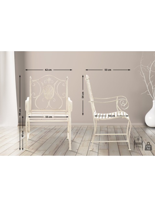 Set 2 scaune de gradina Punjab, crem antic