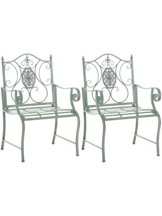 Set 2 scaune de gradina Punjab, verde antic Set 2 scaune de gradina Punjab, verde antic