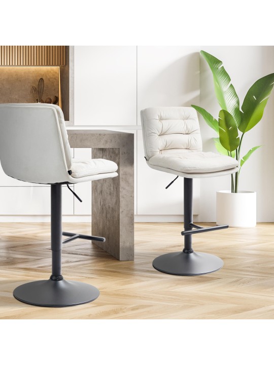 Set 2 taburete de bar Damar catifea, crem