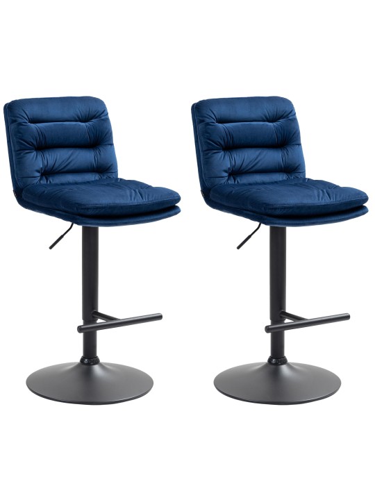 Set 2 taburete de bar Damar catifea, albastru Set 2 taburete de bar Damar catifea, albastru