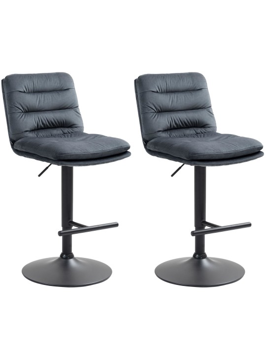 Set 2 taburete de bar Damar catifea, gri închis