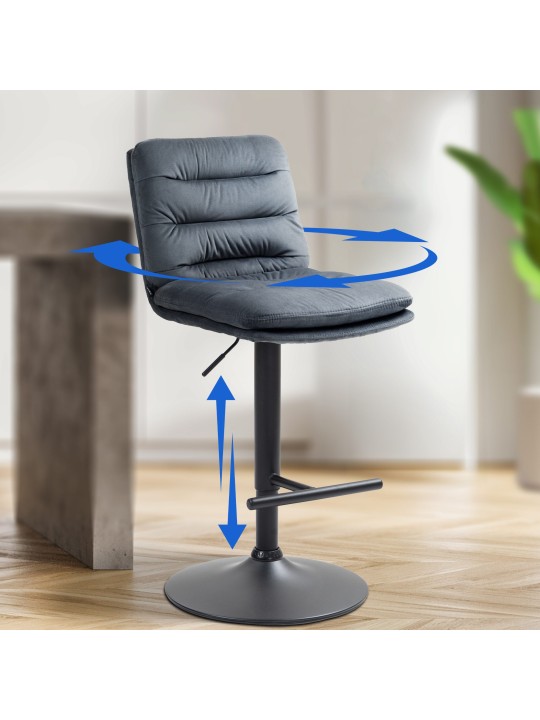 Set 2 taburete de bar Damar catifea, gri închis