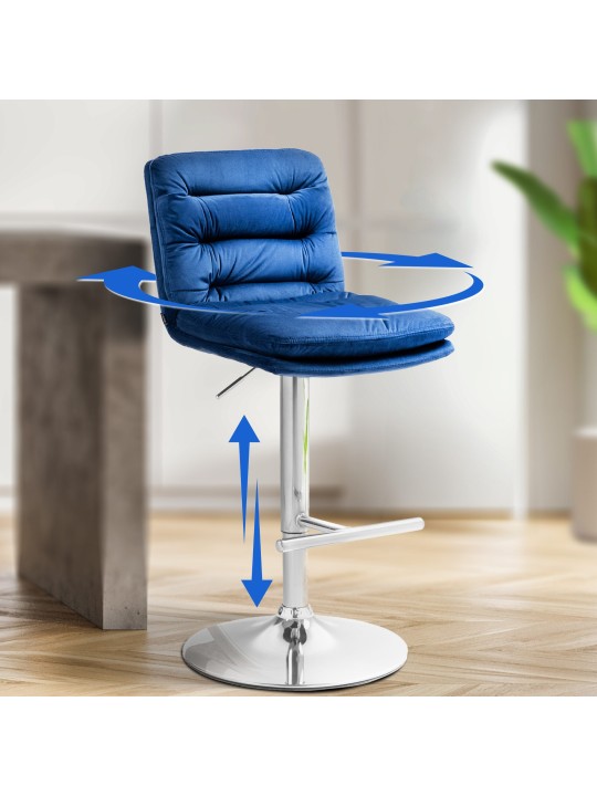 Set 2 taburete de bar Damar catifea crom, albastru
